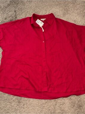 NWT! Hibiscus Color Button-Down Blouse. Sz 1X